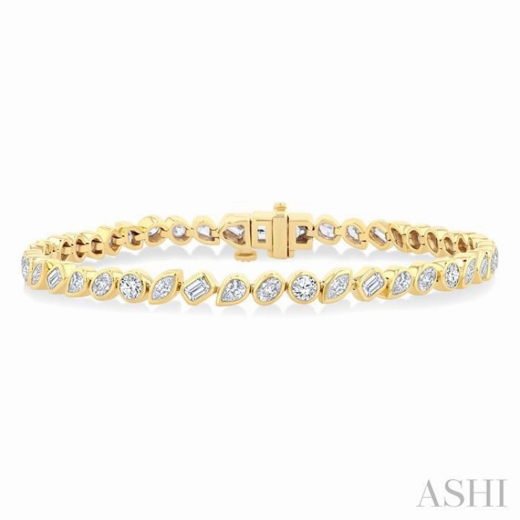 4 Ctw Mixed Diamond Cut Fashion Tennis Bracelet in 14K Yellow Gold in demand