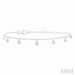 1/10 Ctw Hanging Bezel Set Round Cut Diamond Station Bracelet in 10K White Gold Yesteryear??s Glam Heirloom Sight