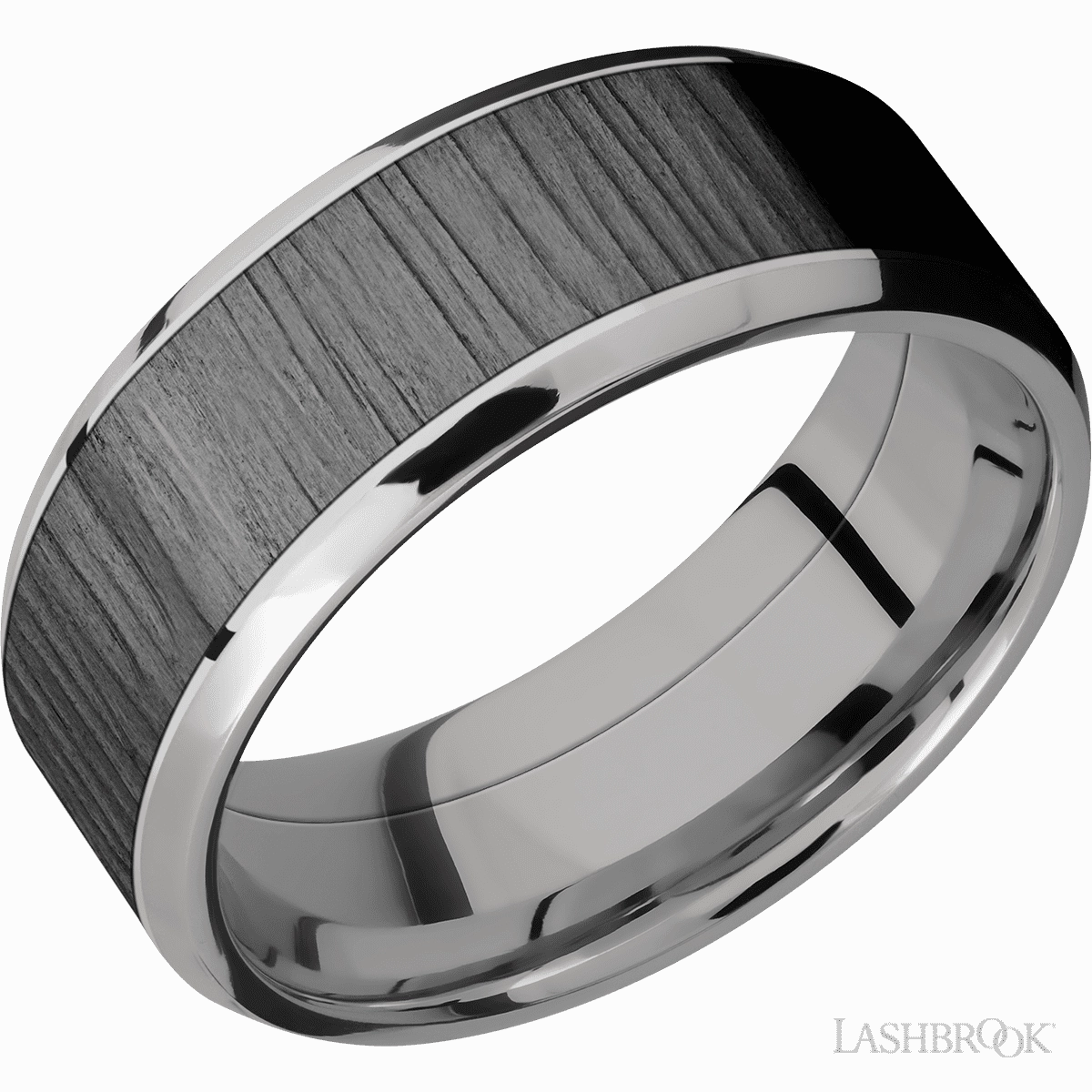 Beveled Edges Treebark1 Finish Wedding Band Titanium 8mm Easy Style