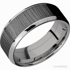 Beveled Edges Treebark1 Finish Wedding Band Titanium 8mm Personal Decoration
