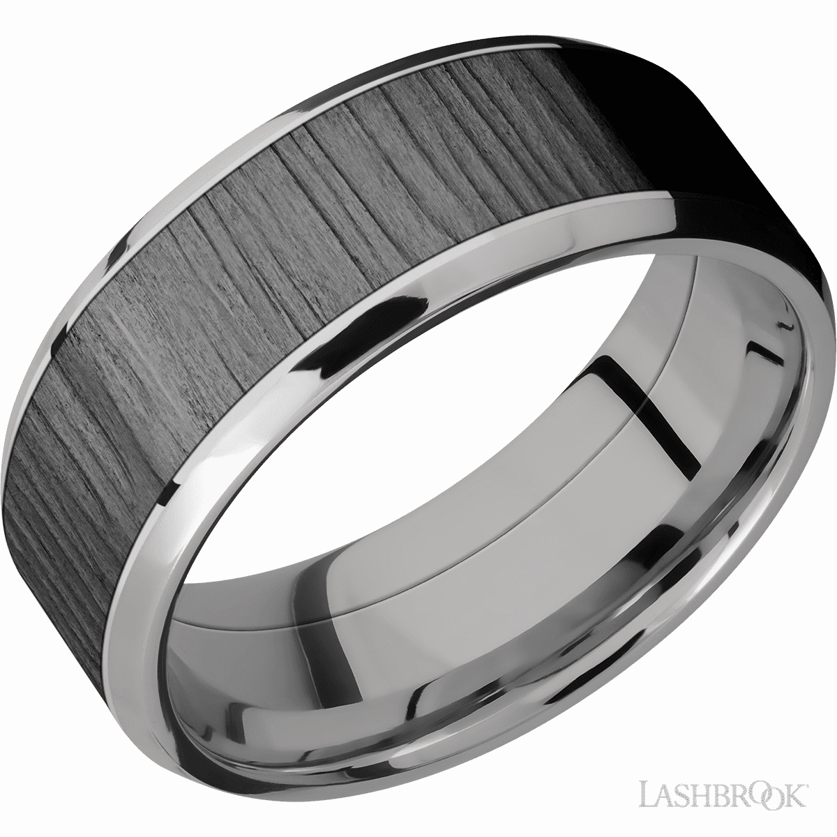 Beveled Edges Treebark1 Finish Wedding Band Titanium 8mm Youthful Accessory
