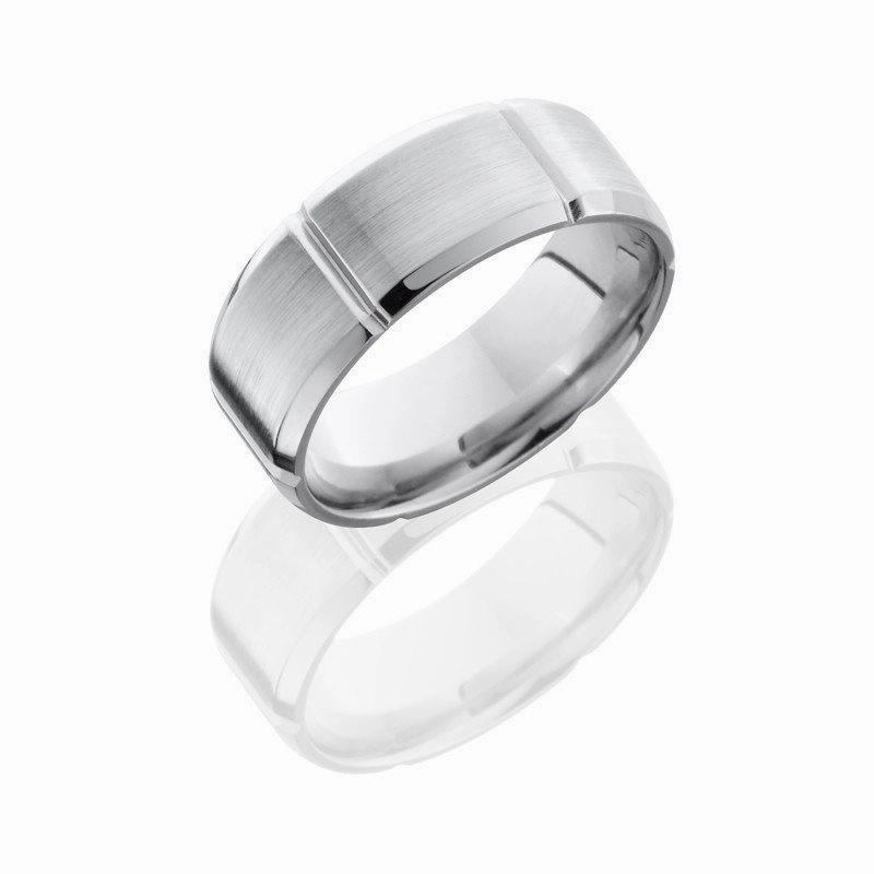 Chic Favorite Branded Article Beveled Segmented Pattern Wedding Band  Cobalt Chrome 8mm