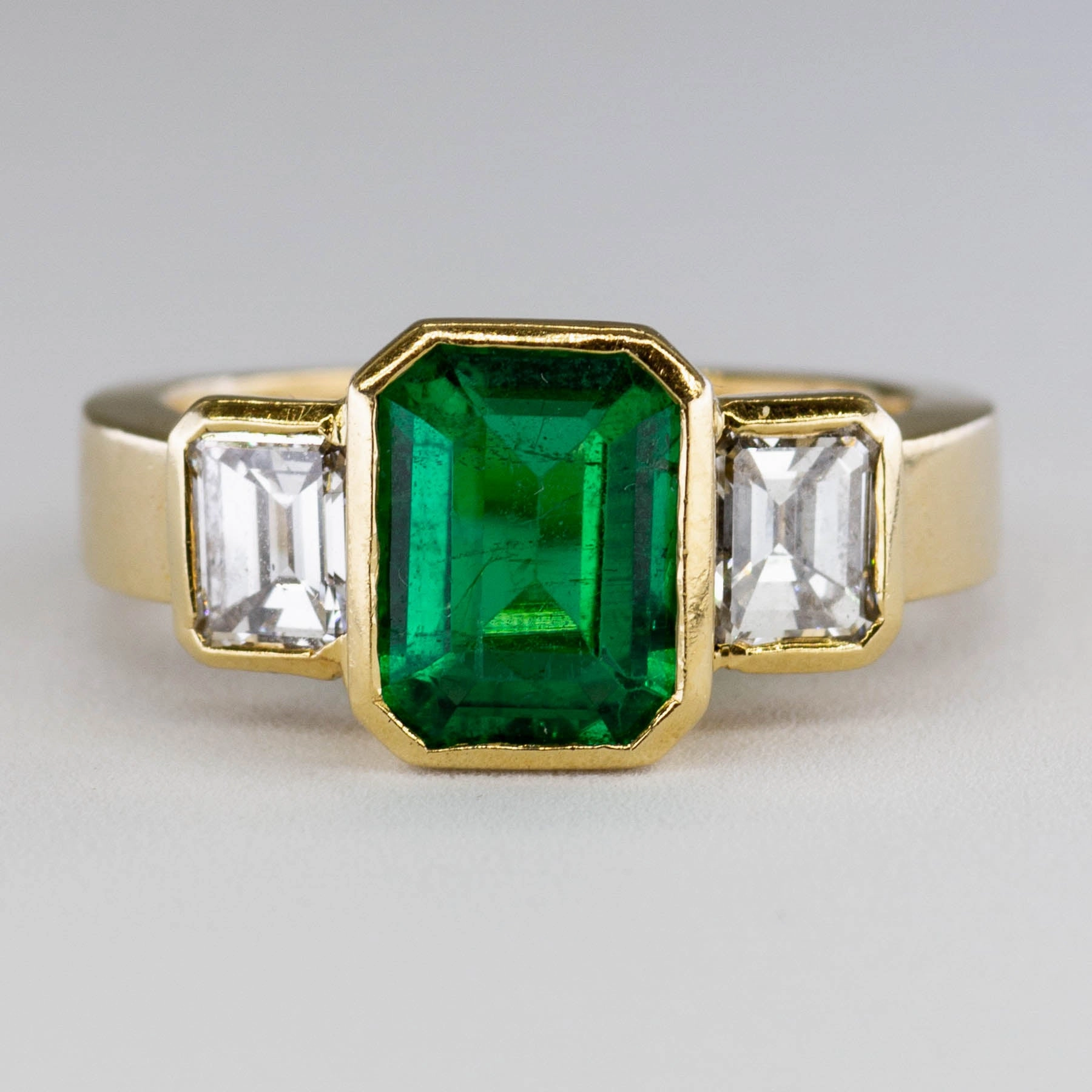 Bezel Set Emerald & Diamond Ring | 2.02ct, 1.08ctw | SZ 5 | Unique Look Glam Finish