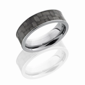 Black Carbon Fiber Titanium Mens Wedding Band 7mm Modern Work