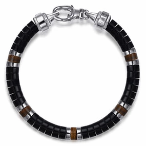 Outstanding Element Exceptional Talent Black Onyx, Silver, & Tiger's Eye Quartz Men's Bracelet