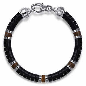 Outstanding Element Exceptional Talent Black Onyx, Silver, & Tiger's Eye Quartz Men's Bracelet