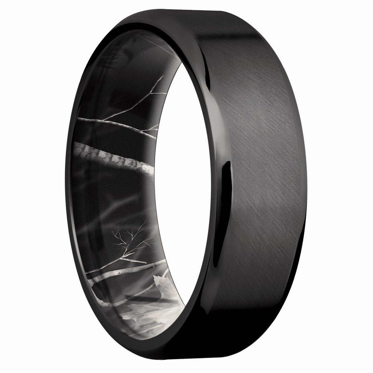 Black Zirconium Band With Black APC Real Tree Brand Sleeve Refined Simplicity
