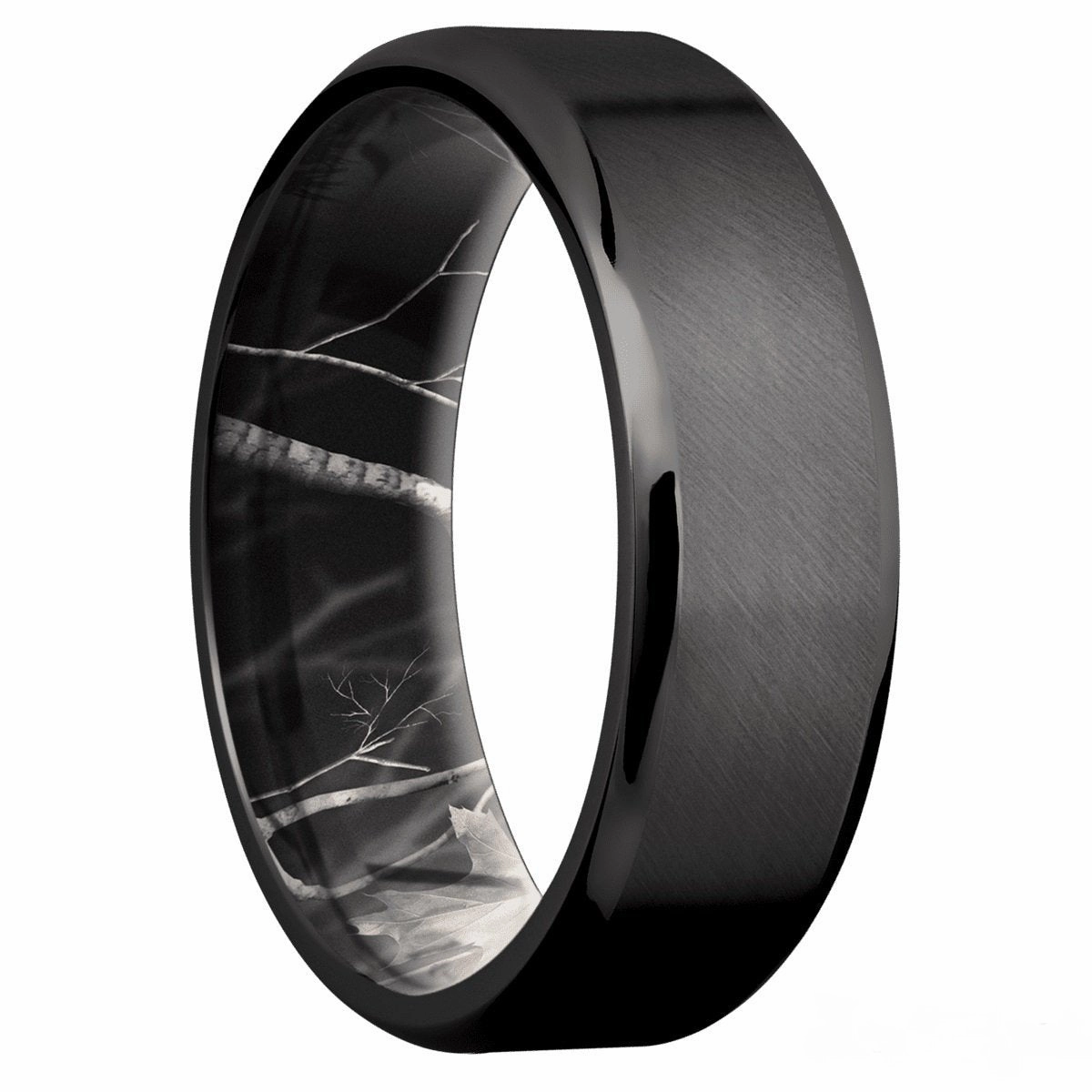 Timeless Decoration Simple Mark Black Zirconium Band With Black APC Real Tree Brand Sleeve