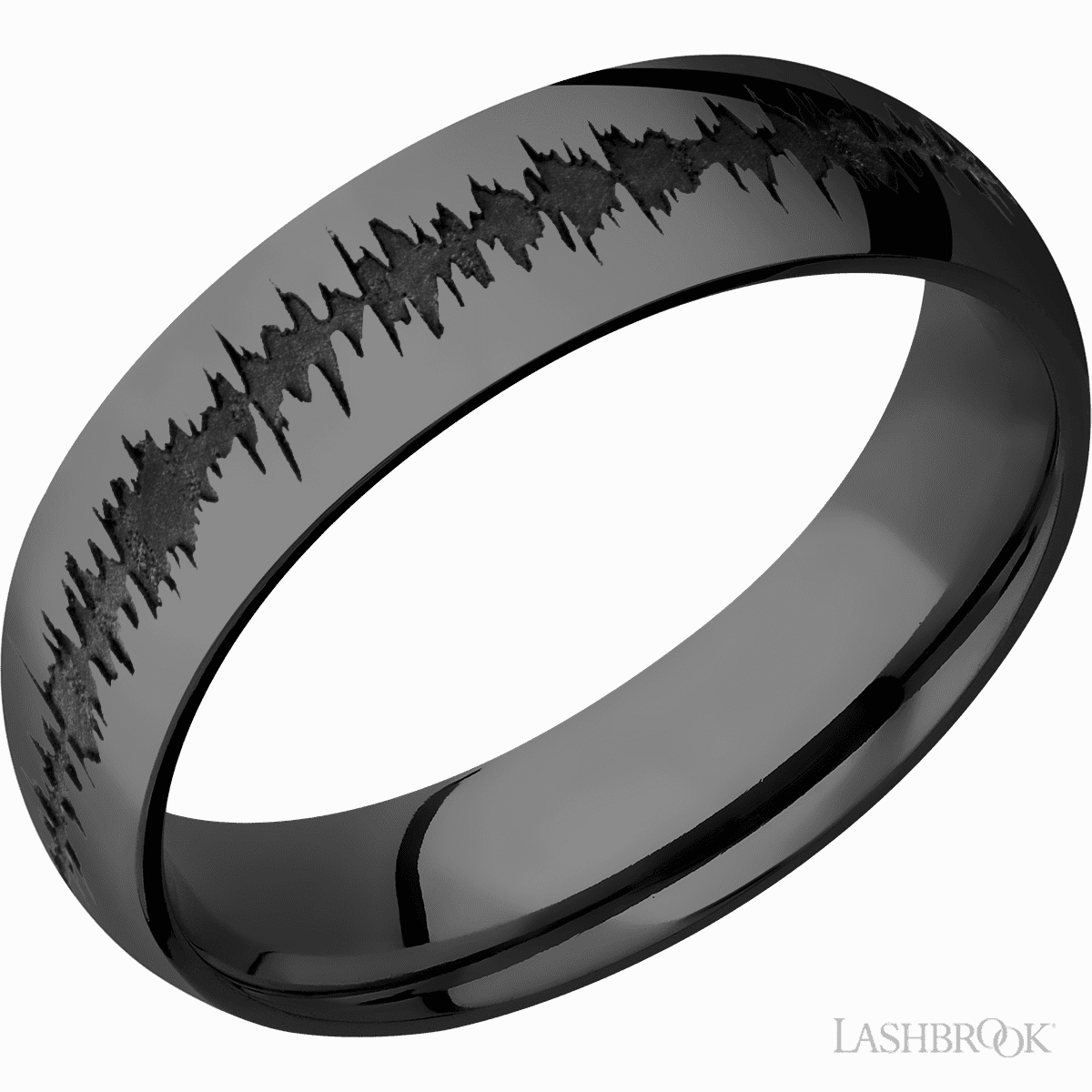 Black Zirconium Customized Soundwave Wedding Band 6mm Hypoallergenic Gift