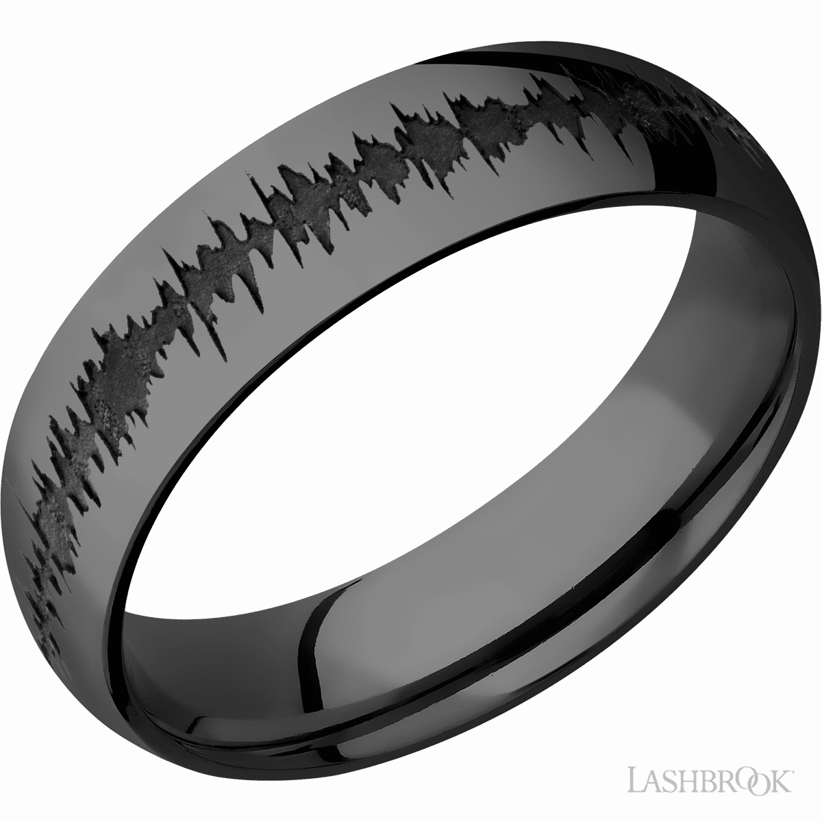 Black Zirconium Customized Soundwave Wedding Band 6mm Evening Wear