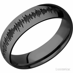 Black Zirconium Customized Soundwave Wedding Band 6mm Hypoallergenic Gift