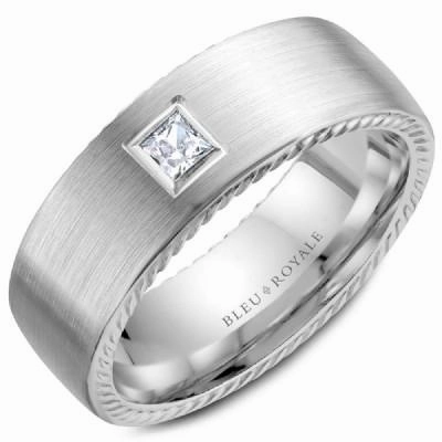 Bleu Royale Princess Cut Diamond Accent Men's Wedding Ring Lustrous Shine