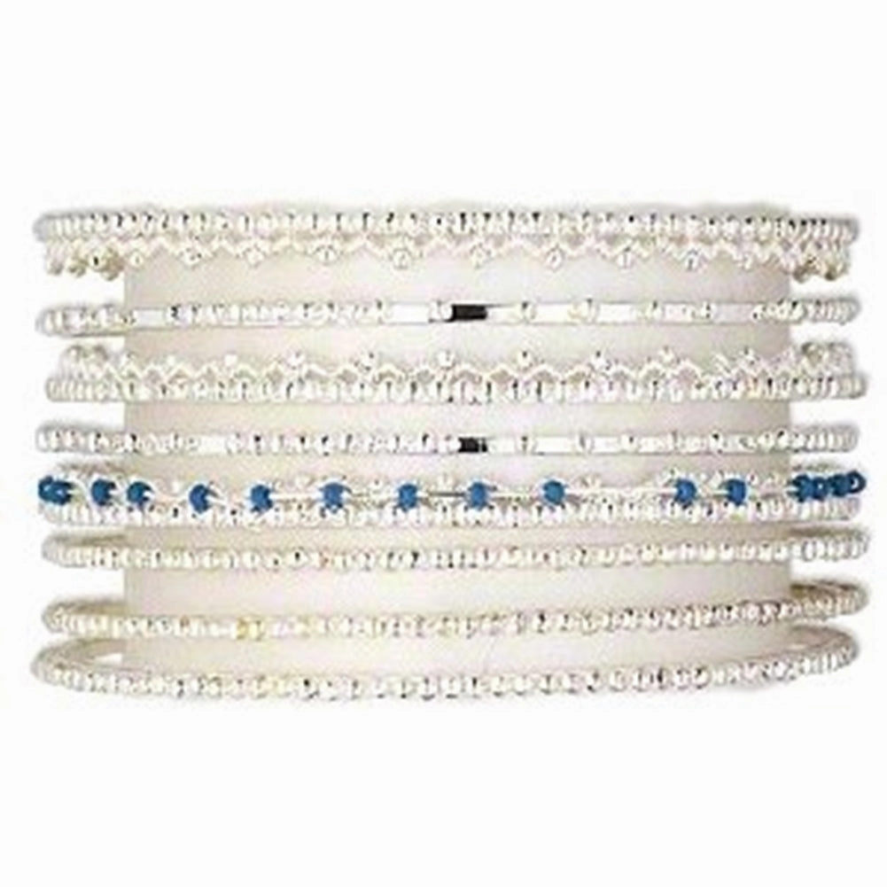 Blue Bangle Bracelet Set of 7 Silver Plate Varying Designs Chic Fit Graceful Touch