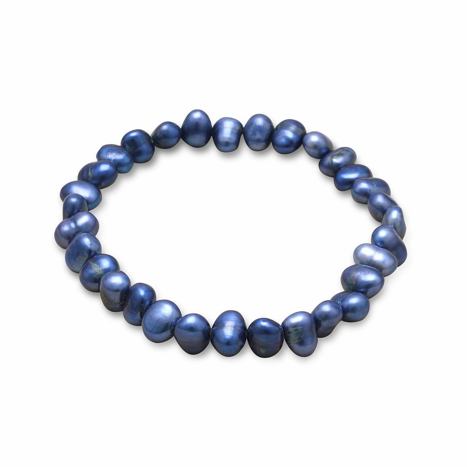 Vivid Detail Top Pick Blue Dyed Freshwater Cultured Freshwater Pearl Stretch Bracelet