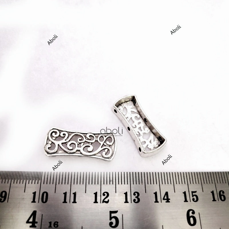 Custom Accessories Simple Edge Oxidised silver rectangle connector spacer beads DSB56 2 beads