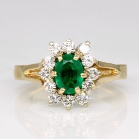 Bruner' Emerald & Diamond Cocktail Hinge Ring | 0.45ct, 0.42ctw | SZ 6.25 | Chic Pick