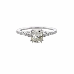 CUSHION CUT DIAMOND RING WITH DIAMONDS DOWN THE SHANK (1.28cttw) All ages