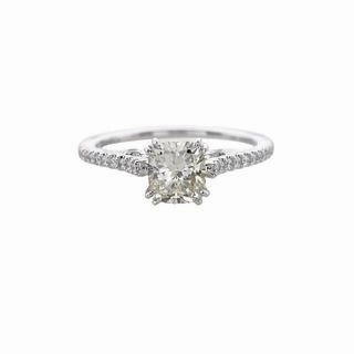 CUSHION CUT DIAMOND RING WITH DIAMONDS DOWN THE SHANK (1.28cttw) All ages