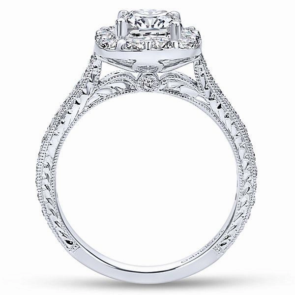 Superior Look Cushion Cut Halo Diamond Ring .71 Cttw 14K White Gold 376A