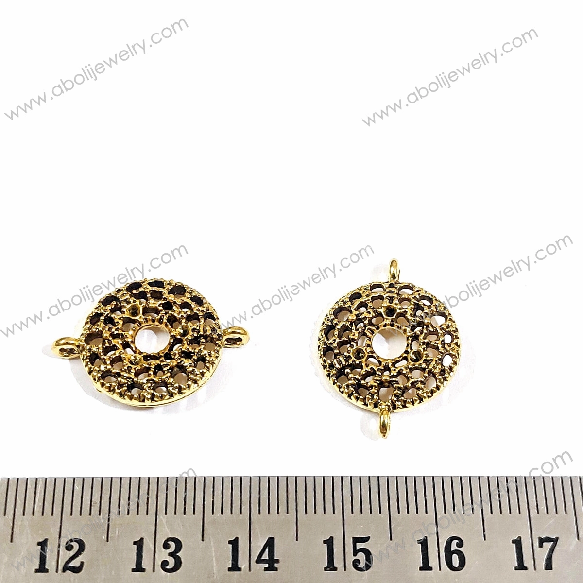 Golden donut Charm connector circle connector charms CHMG104 1 charm Fresh Light Wedding Style