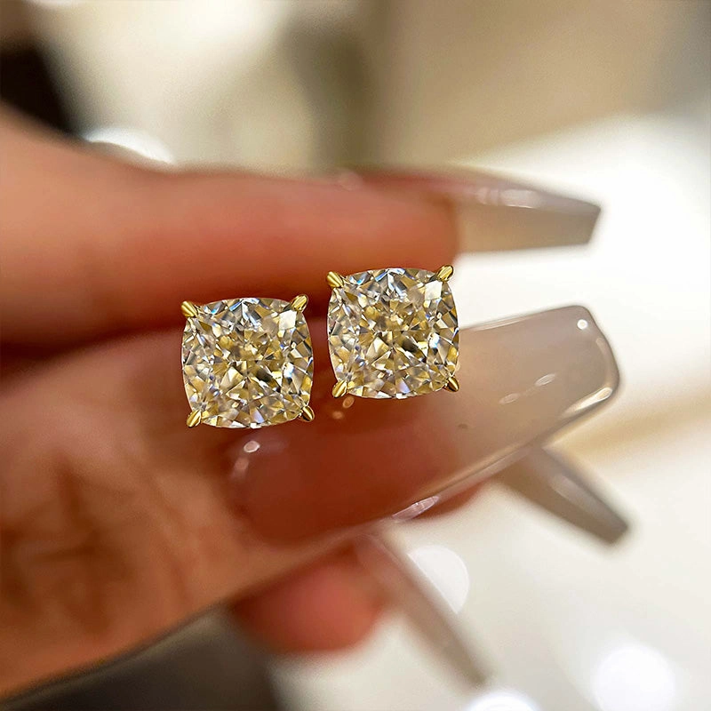 Louily Cushion Cut Sterling Silver Women's Stud Earrings Stunning Detail