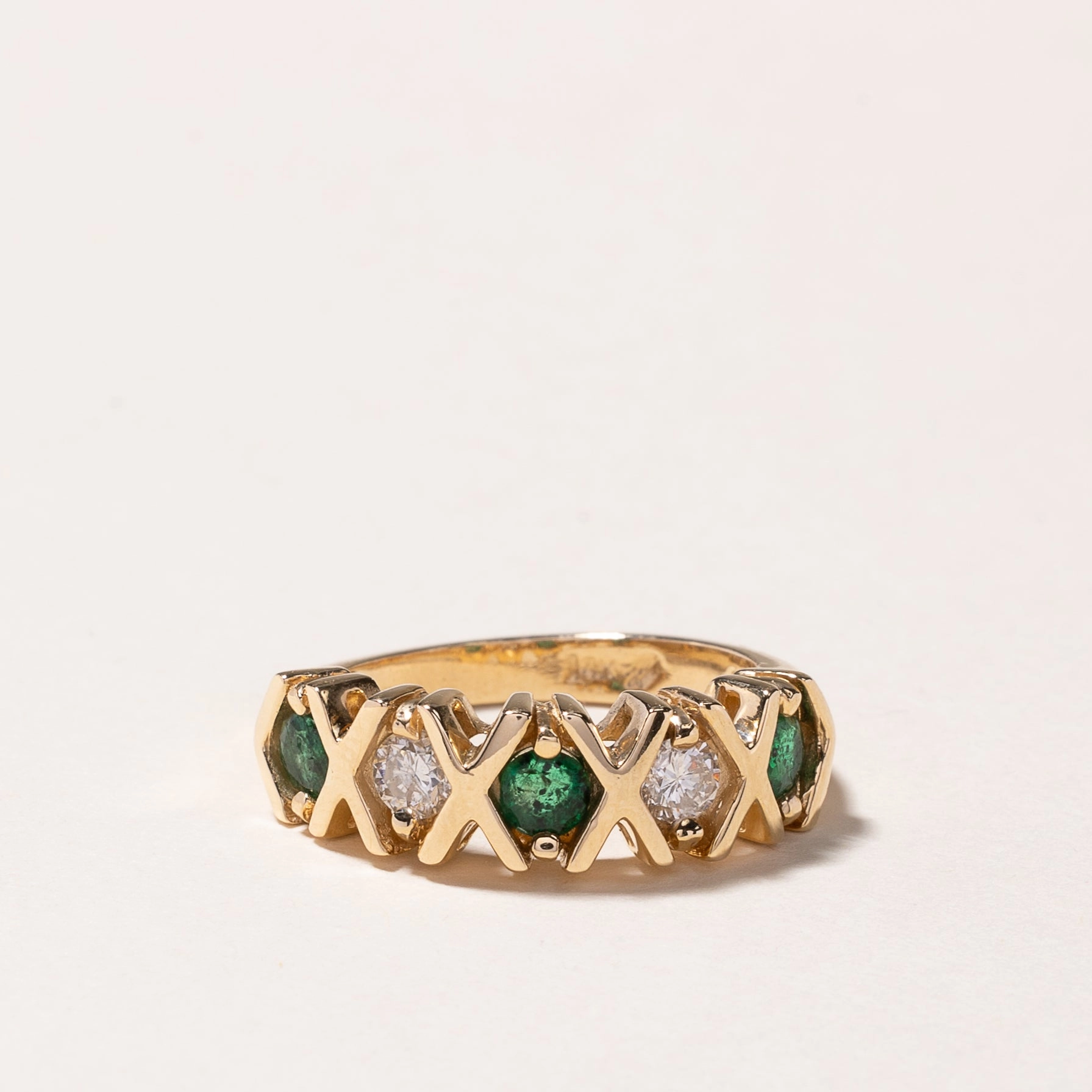 14k Yellow Gold Emerald & Diamond Ring | 0.41ctw, 0.32ctw | SZ 6 Timeless Fashion