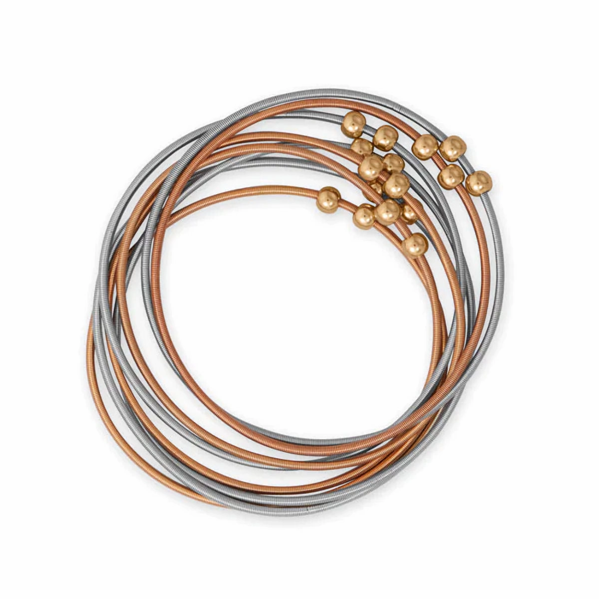 Set of 8 Stretch Bangle Bracelets Two-tone Guitar String Style Flawless Touch