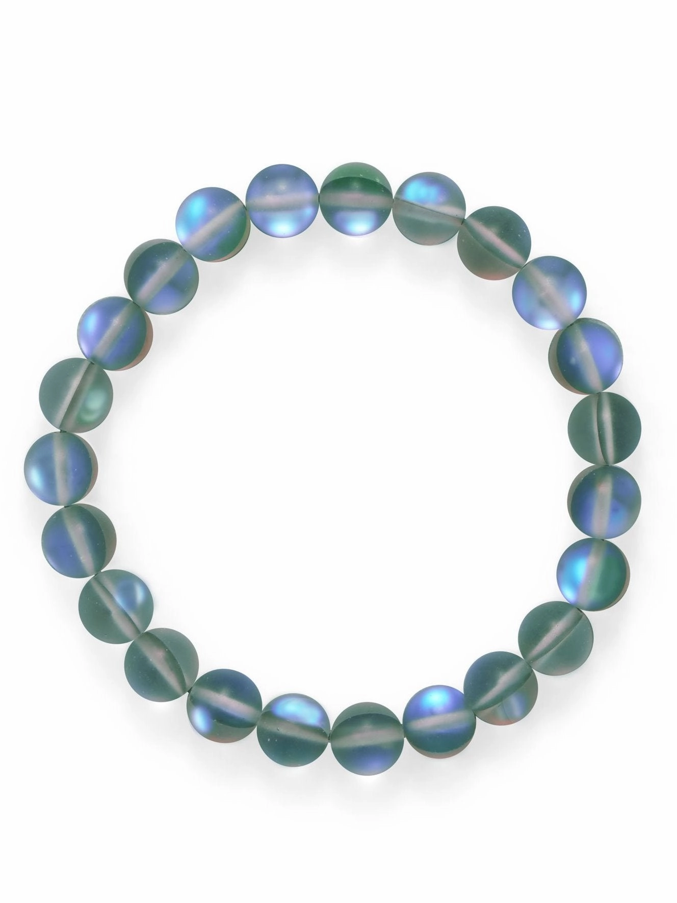 Grey Iridescent Colorful 8.5mm Round Bead Stretch Bracelet Luxe Accent