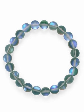 Grey Iridescent Colorful 8.5mm Round Bead Stretch Bracelet Luxe Accent