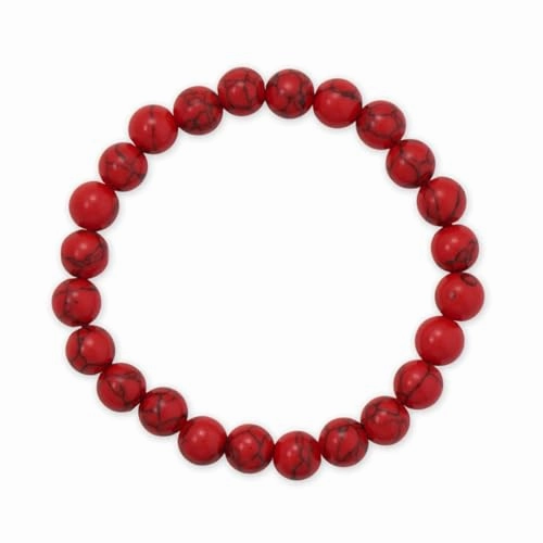 Bead Stretch Bracelet 8mm Synthetic Dyed Red Turquoise Precious Gemstones Everyday Pick