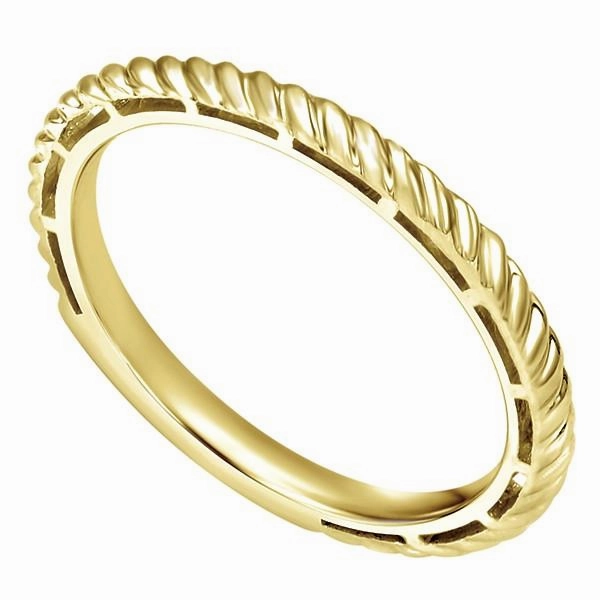 Premium Ornament Roped Design Stackable Ring 14K Yellow Gold | Mullen Jewelers