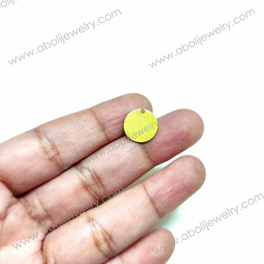 Sparkling Jewelry Raw brass round charm connector flat circle blank stamping blank golden RBC22 1 blank