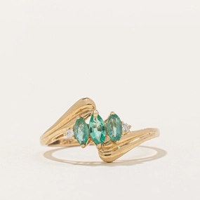 Emerald & Diamond Bypass Ring | 0.26ctw, 0.025ctw | SZ 7.75 | Beauty Element family gathering