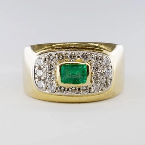 Emerald and Diamond Ring | 0.50 ct Emerald, 0.50 ctw Diamonds | SZ 7.5 Flawless Radiance