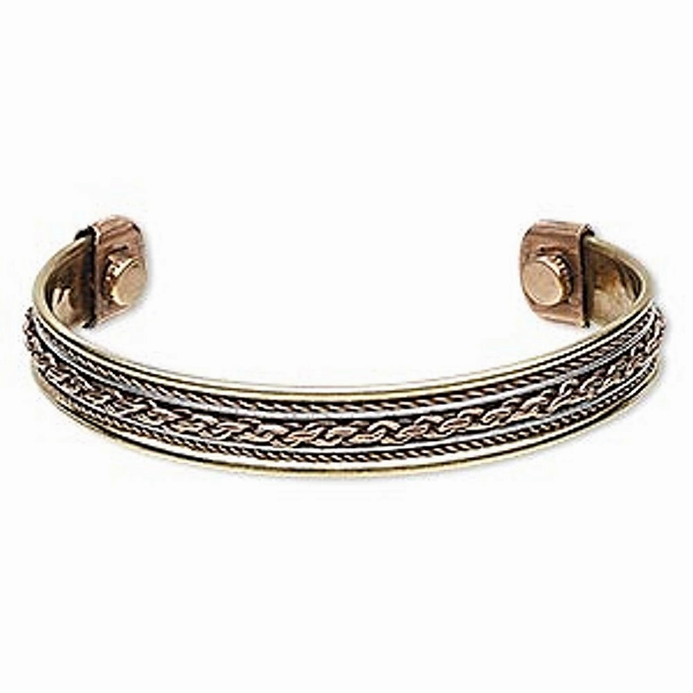AzureBella Jewelry Magnetic Copper Cuff Bracelet Rope and Chain Design 12mm Refined Spark Easy Match