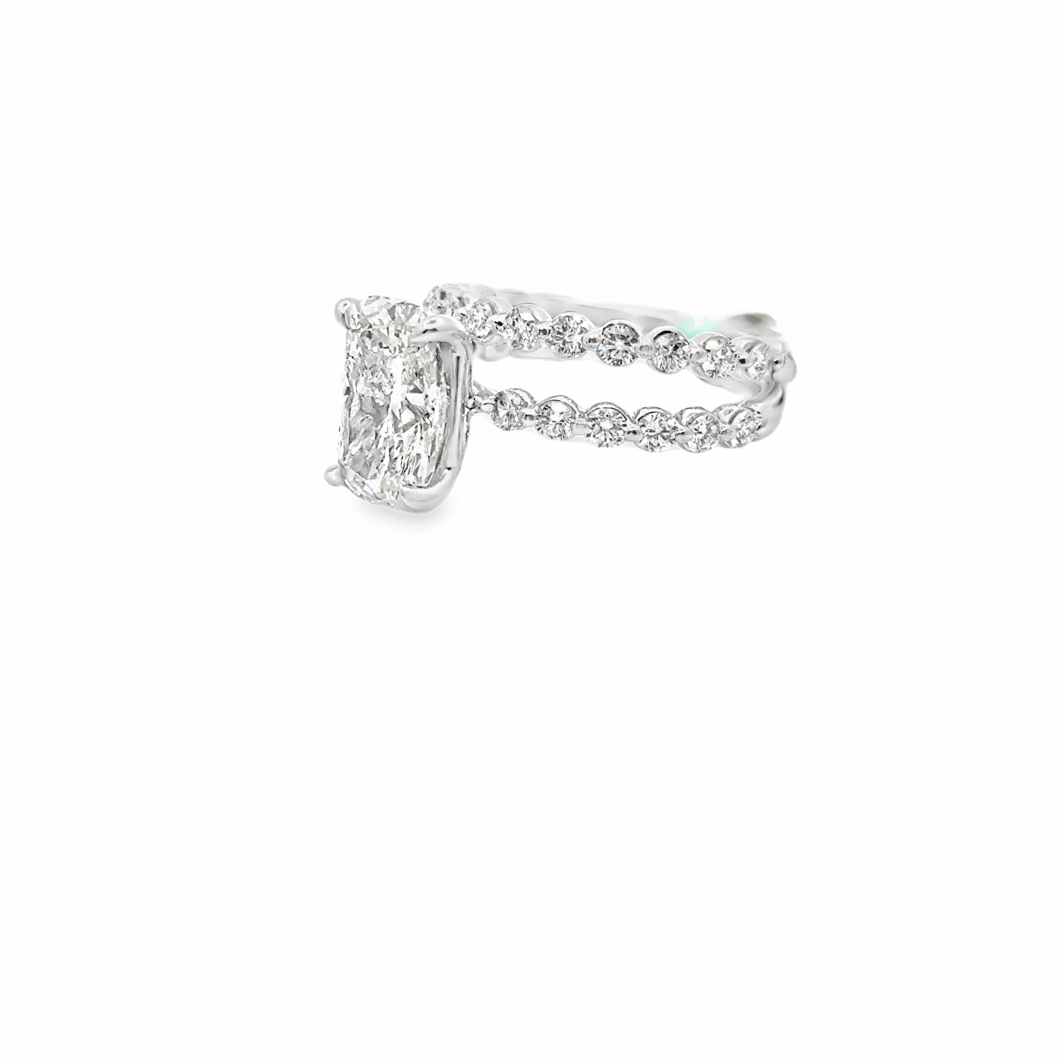 Quality Style 3CT Elongated Cushion Cut Diamond Engagement Ring Set