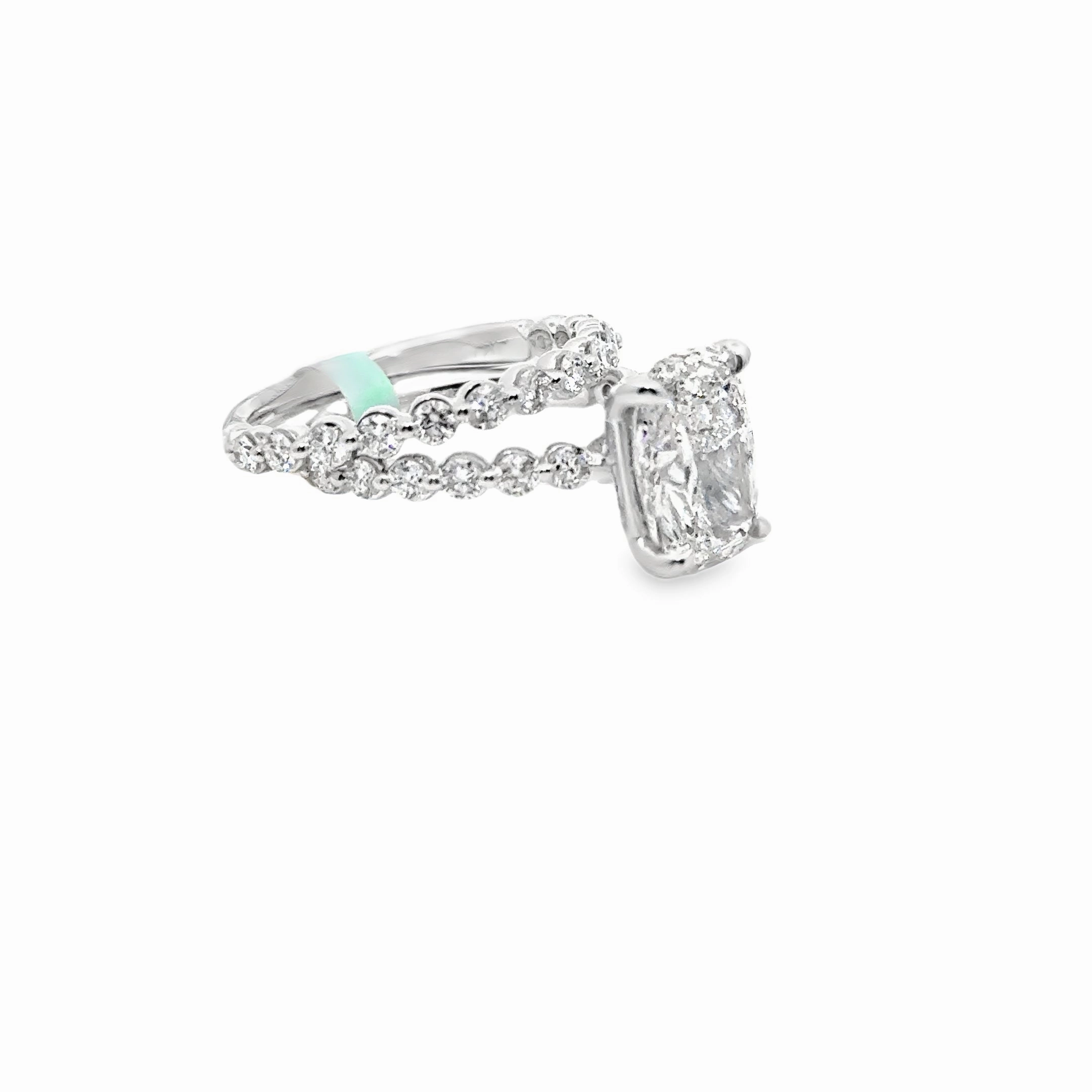 Bold Art 3CT Elongated Cushion Cut Diamond Engagement Ring Set