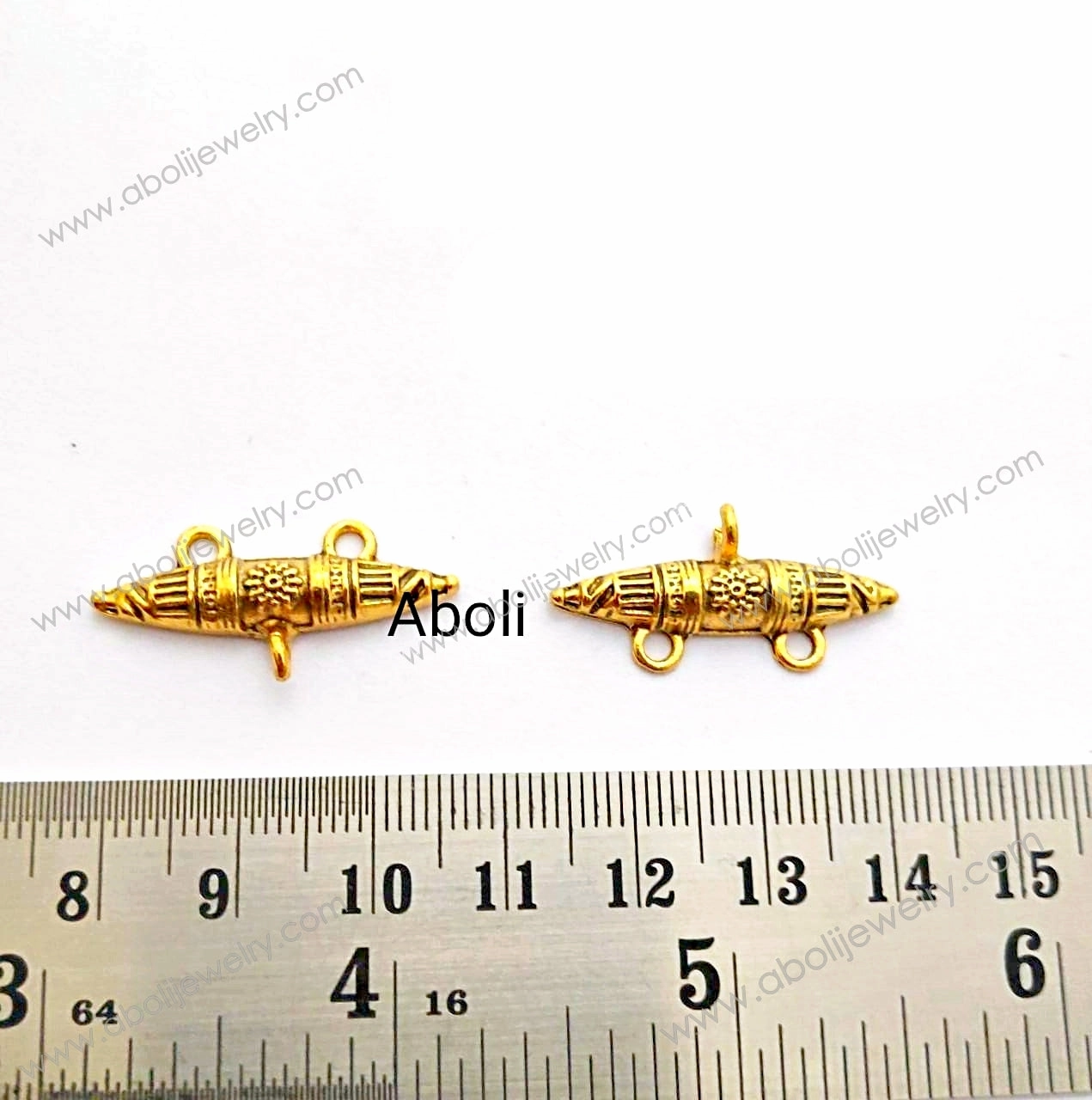 Golden elongated connector Charm fabric jewellery earrings charm connector CHMG29 2 charms Classic Spark