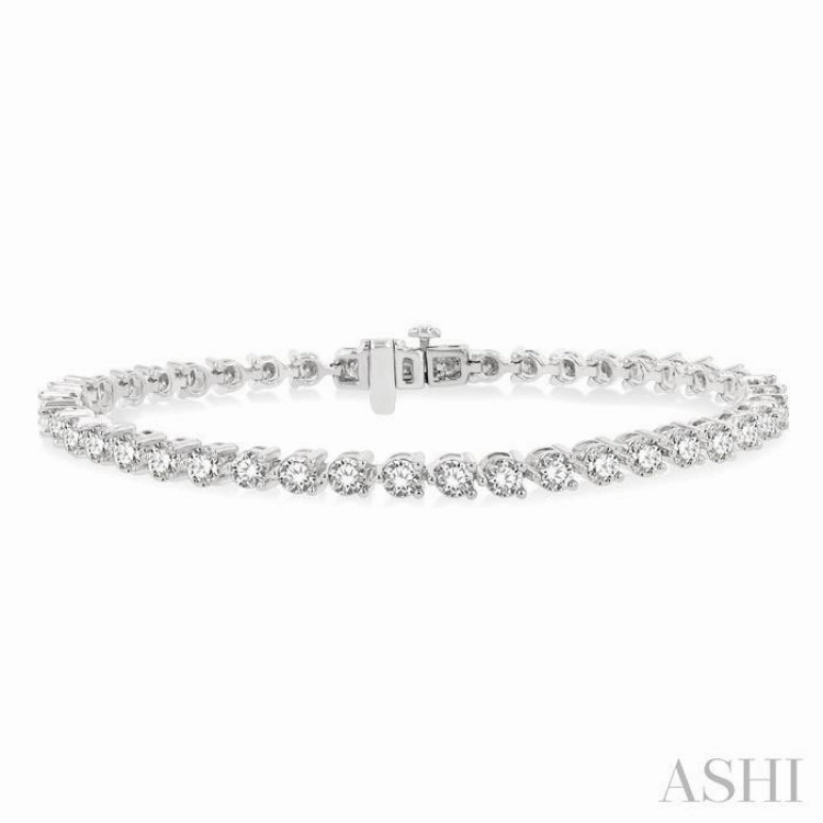 4 Ctw Round Cut Diamond 3-Prong Tennis Bracelet in 14K White Gold Today??s Pick Unfailing Composite