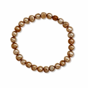 Brown Dyed Freshwater Cultured Freshwater Pearl Stretch Bracelet Handcrafted Work