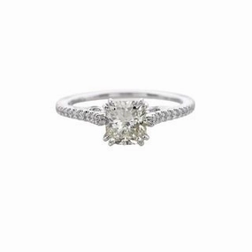 CUSHION CUT DIAMOND RING WITH DIAMONDS DOWN THE SHANK 1.28CT TW Handcrafted Gift