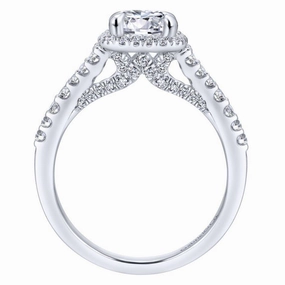 Square Halo Round Diamond Ring 14K White Gold .56Cttw 360A Creative Edge Expert Artistry