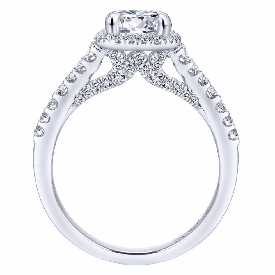 Final Product Custom Sizable Square Halo Round Diamond Ring 14K White Gold .56Cttw 360A