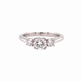14 Karat White Gold  3 Stone Engagement Ring (1.00cttw) Elite Choice Understated Finish