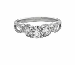 Green product ROUND DIAMOND RING WITH DIAMONDS THROUGHOUT FREE FORM SHANK