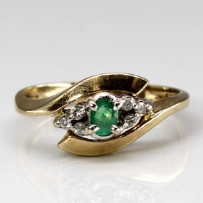 Street Style Bypass Emerald & Diamond Ring | 0.07ct | 0.03ctw | SZ 5 |