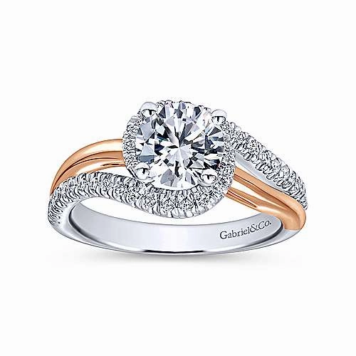 Bypass Style Round Diamond Ring 14K Gold .28 Cttw 182A Designer Design Handcrafted Expression