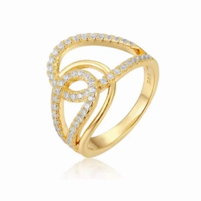 Sterling Silver Gold Plated Interlocking Ring Luxury Contour