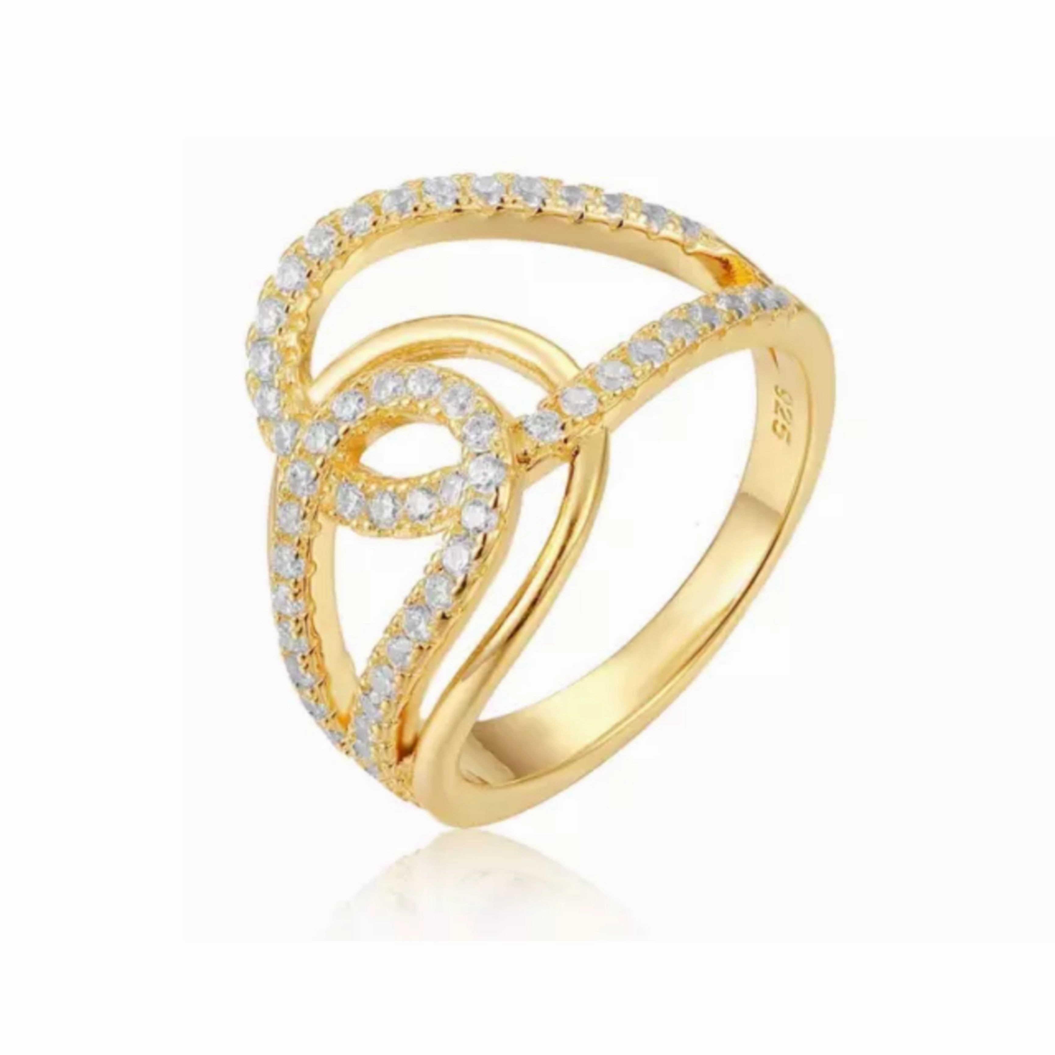 Sterling Silver Gold Plated Interlocking Ring Layering Choice Lustrous Form