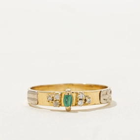 18k Marquise Cut Emerald & Diamond Band | SZ 8.75 Fashionable Craft